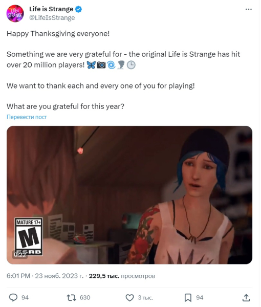 Years later, the developers boasted about the popularity of Life is Strange