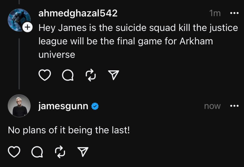 Suicide Squad: Kill the Justice League will not be the last game in the Arkham series, James Gunn said