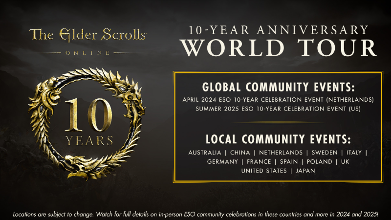 The Elder Scrolls Online&#39;s anniversary will be celebrated throughout the year in different parts of the world.