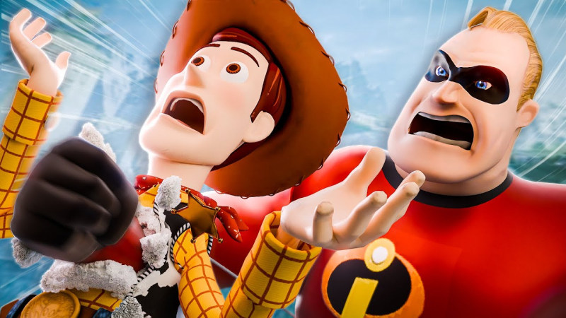 Fights in Mortal Kombat 1, but with Disney Pixar characters. The Incredibles, Toy Story, Monsters, Inc. and other hits