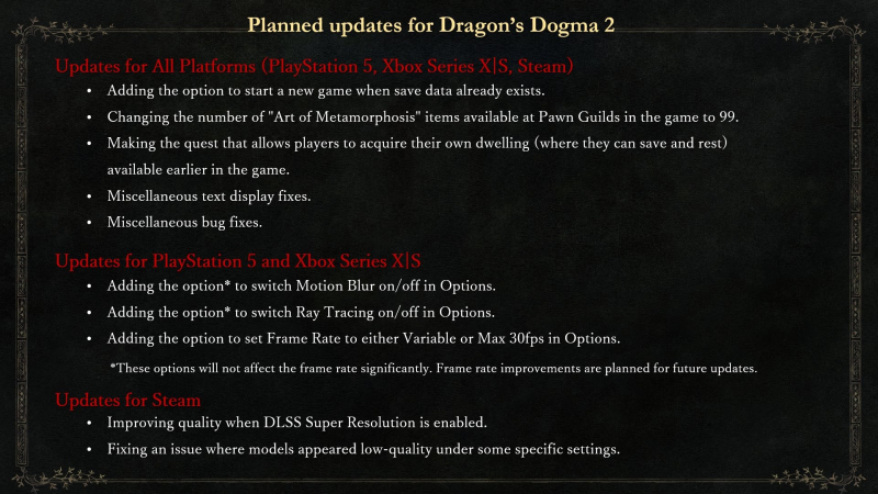 Dragon&#39;s Dogma 2 will receive important changes. Details of the first update are known