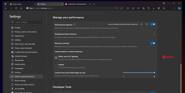 Вы сами сможете указать, сколько ОЗУ может потреблять браузер. Microsoft тестирует новую функцию для Edge