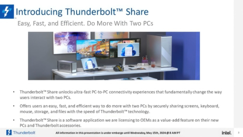 Intel представила Thunderbolt Share — программу для простого совместного использования файлов и периферии на нескольких ПК