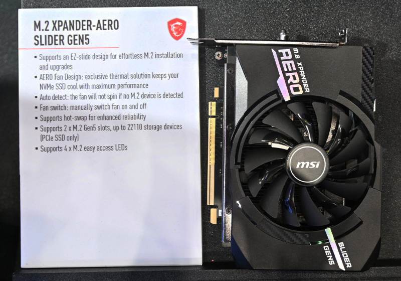 Это не видеокарта: MSI показала расширитель M.2 Xpander-Aero Slide для двух SSD PCIe 5.0 с горячей заменой