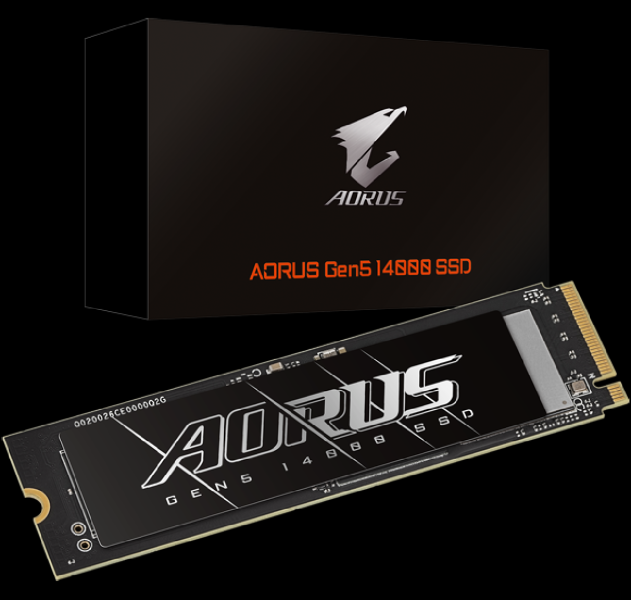 Gigabyte представила SSD Aorus Gen5 14000 для M.2 PCIe 5.0 — до 14 500 МБ/с, 3D-TLC NAND, встроенный кэш DDR4